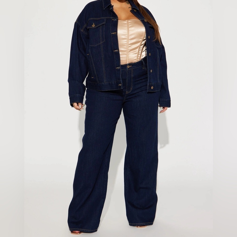 NWT Fashion Nova This Just In Loose Straight Leg Jeans - Dark Wash size 16